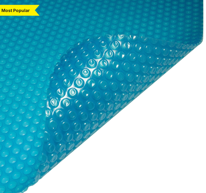 Daisy Solar Pool Cover 525B in blue, featuring UltraDome+ texture for heat retention and durability.